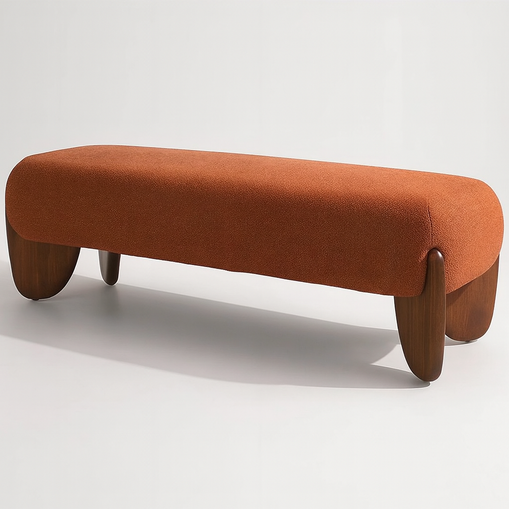 Modern Minimalist Upholstered Bench – Wooden Base