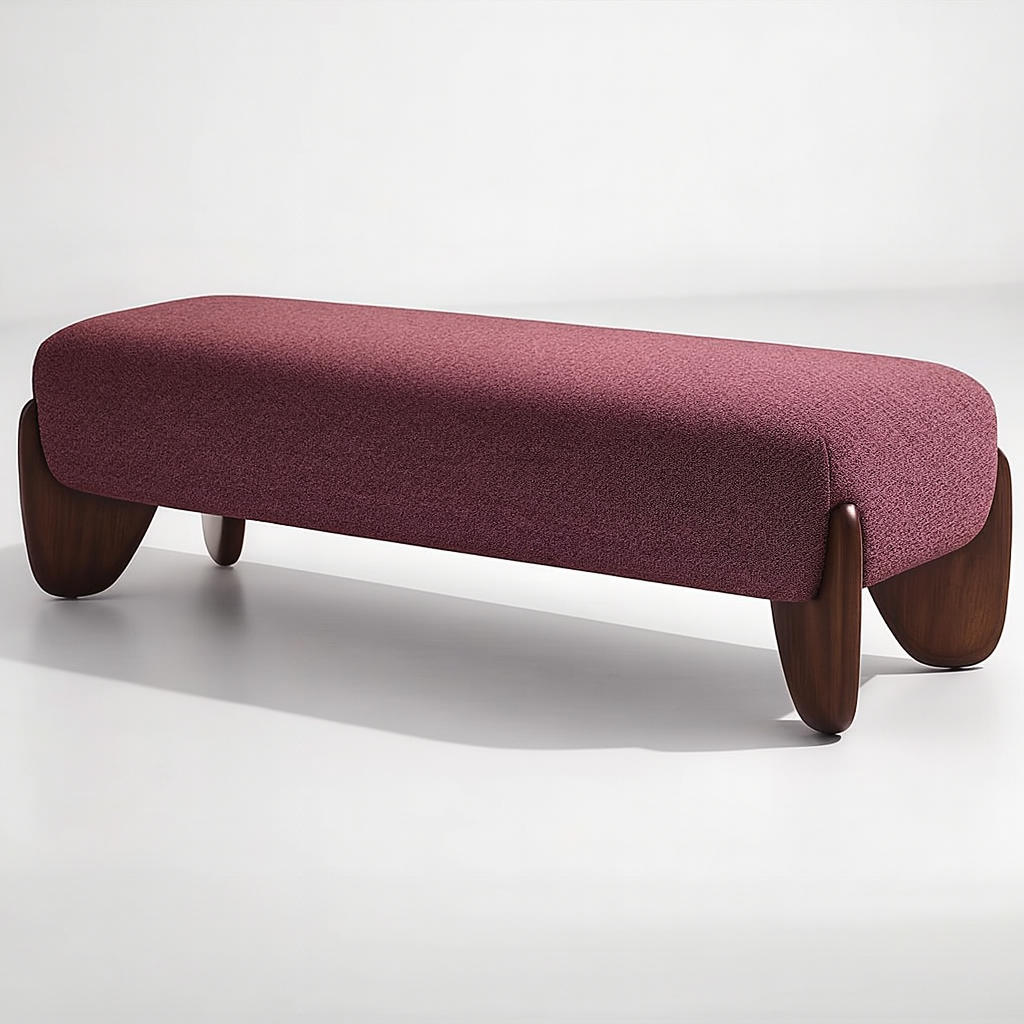 Modern Minimalist Upholstered Bench – Wooden Base